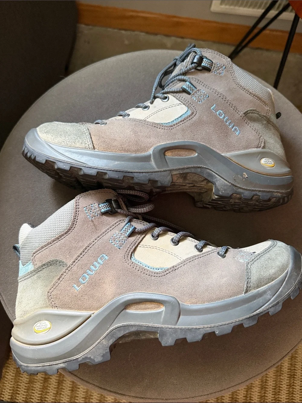 Lowa Tempest QC Grey, Beige & Blue Women's 10 Hiking Boots Outdoors Adventure